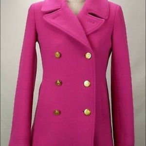 J Crew Bright Pink Stadium Coat